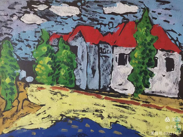 名仕色彩班10轮作品《粉印版画风景》